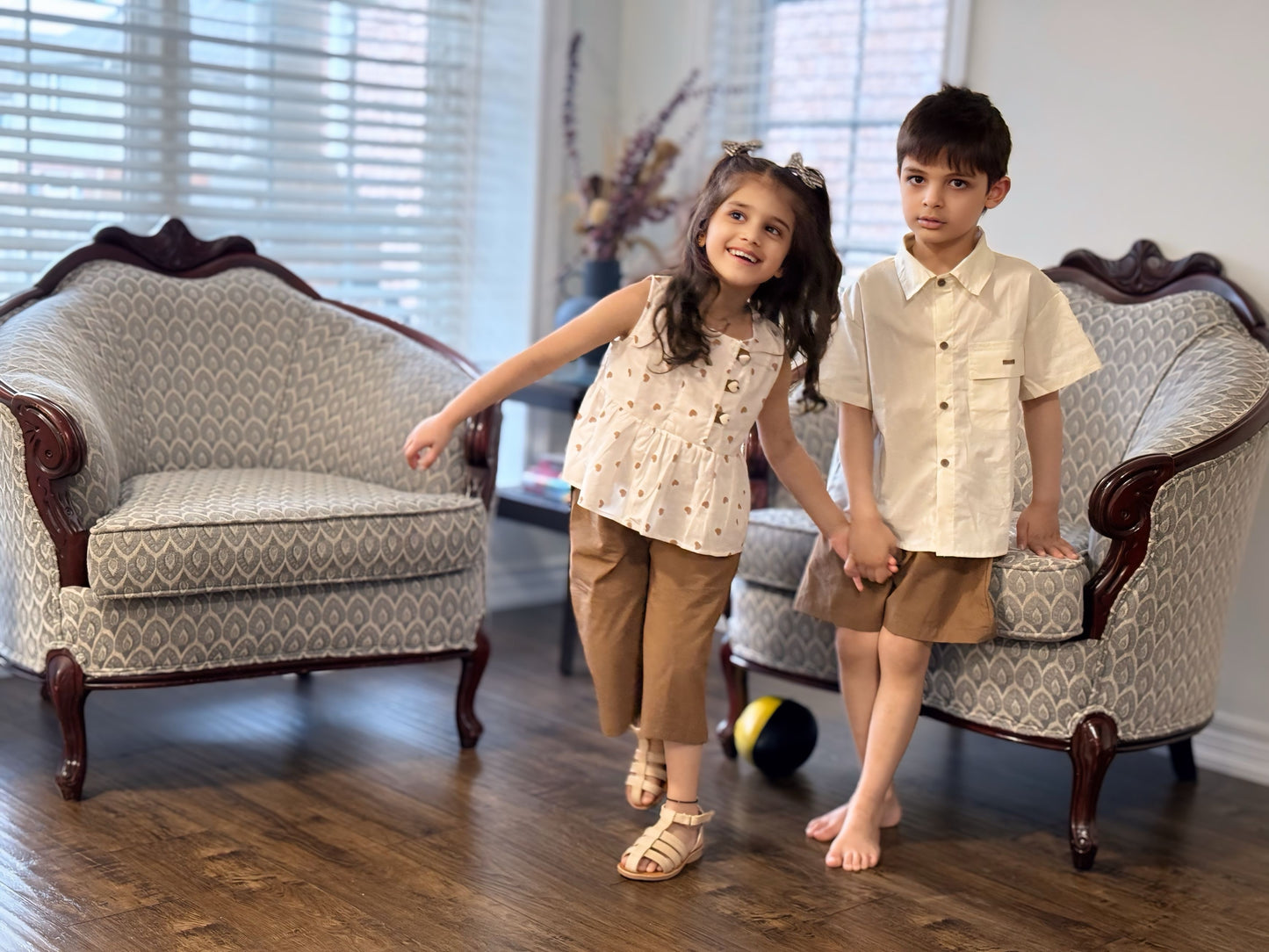 Girls Brown Cotton Set