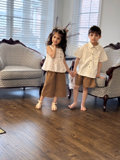 Girls Brown Cotton Set