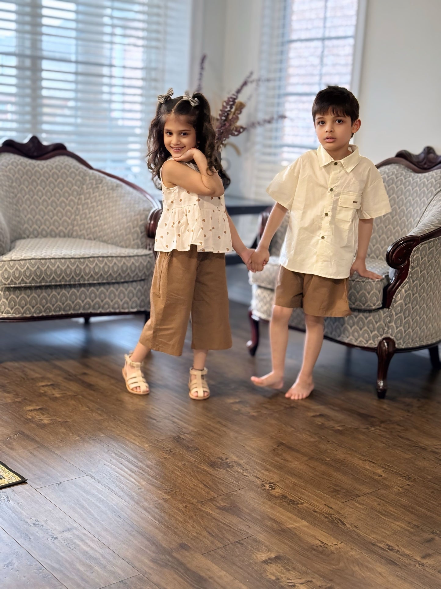 Girls Brown Cotton Set
